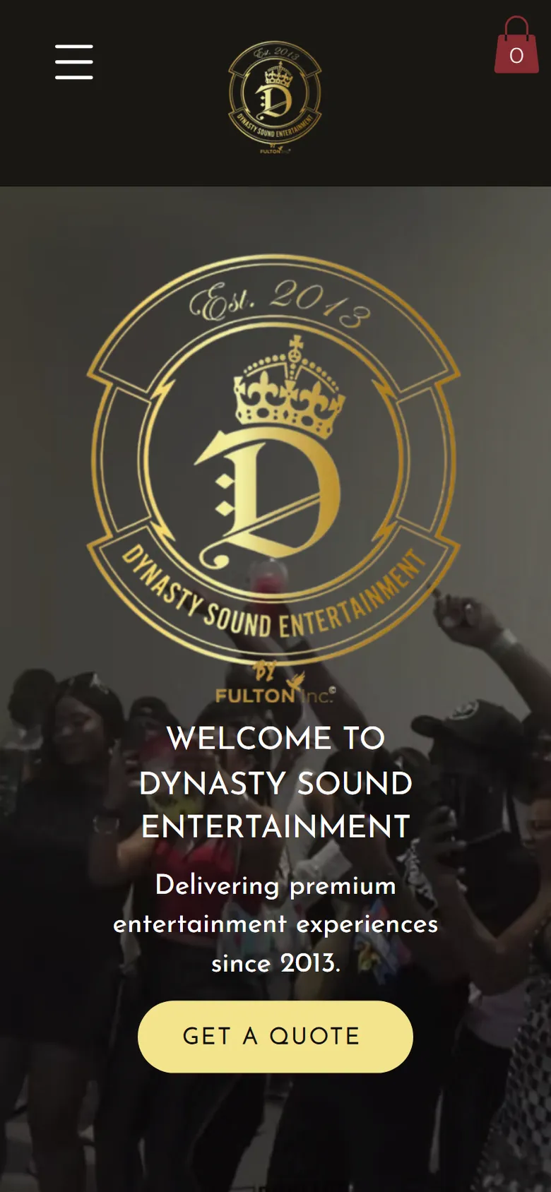 The Dynasty Sound Entertainment website on a mobile phone