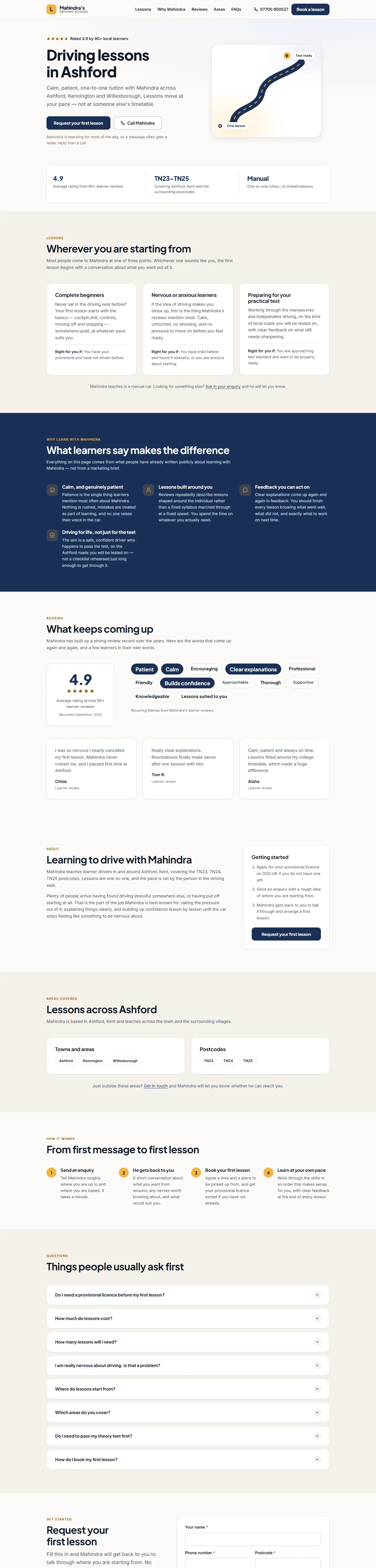 The Mahindra's Driving School website